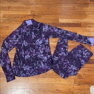 Athleta Purple Floral Long Sleeve Top and leggings